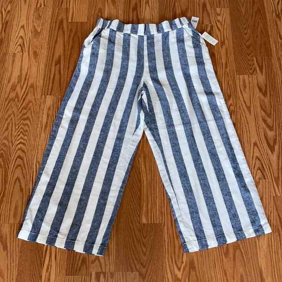 dip Pants & Jumpsuits Dip Linen Blend Blue White Stripe Beach Pants Poshmark